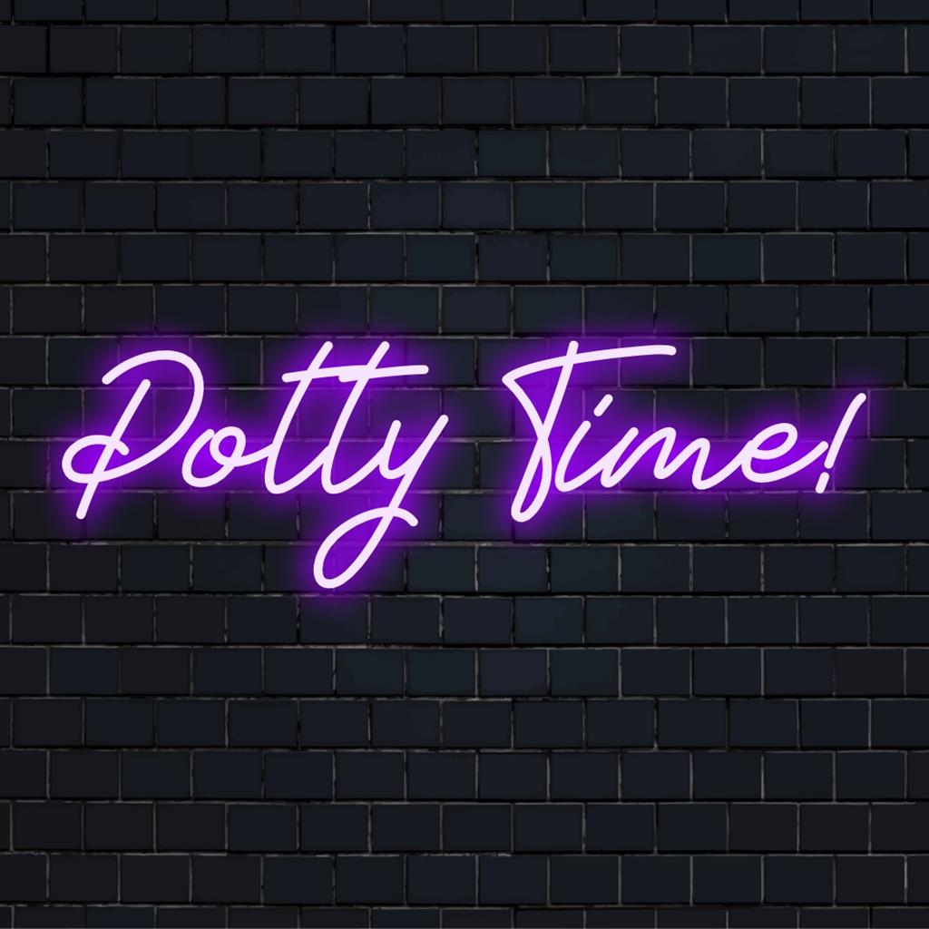 Placa de LED neon vibrante e personalizada com a frase "Hora do Penico", ideal para decoração divertida de banheiros, misturando humor e arte neon moderna.
