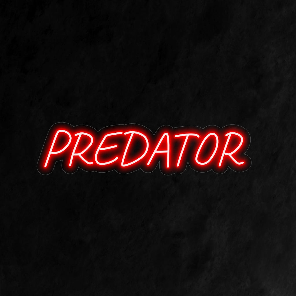 "Placa de Neon Predador" é uma adição imponente e intensa, perfeita para espaços que abraçam uma atmosfera ousada e poderosa. Ilumine com a força e a energia de um predador!