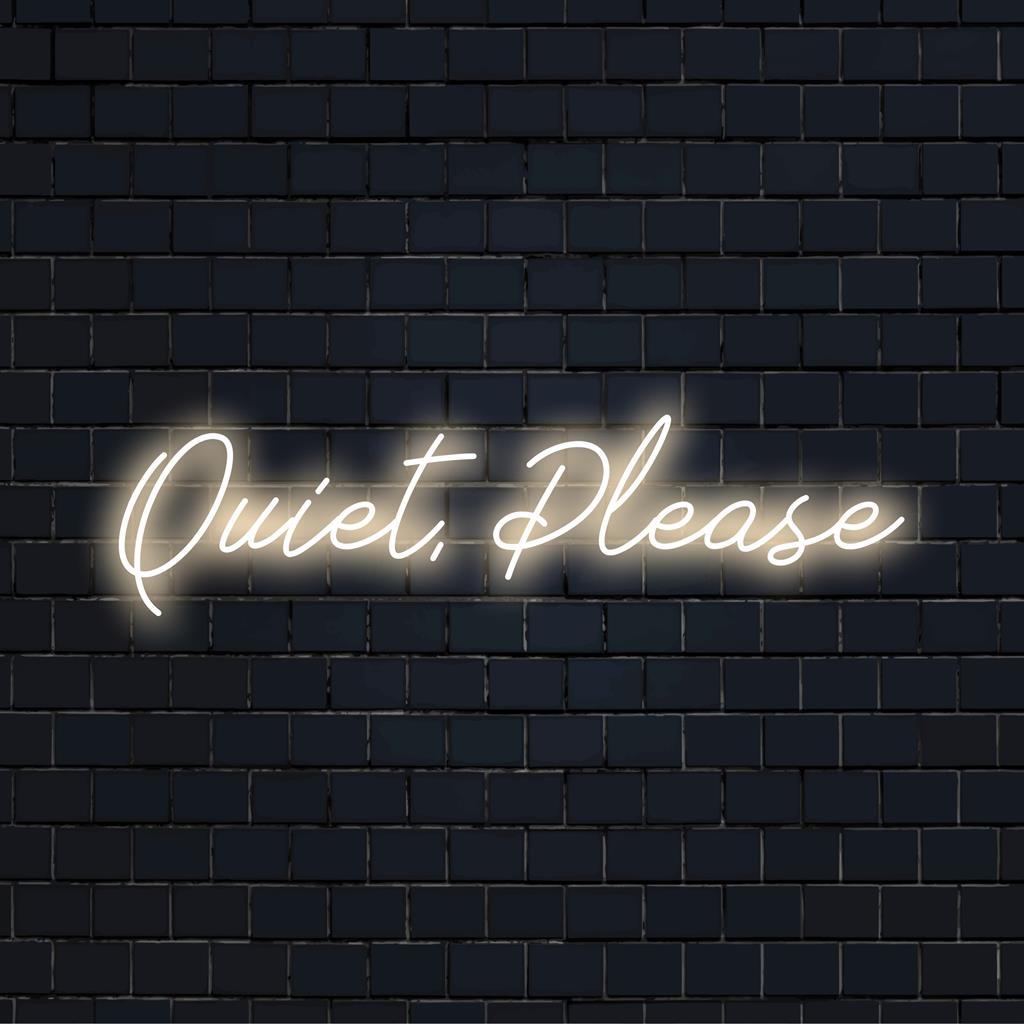 Placa de LED neon personalizada com a frase Silêncio, Por favor, em cores brilhantes e vibrantes para adicionar um toque de estilo a qualquer espaço.