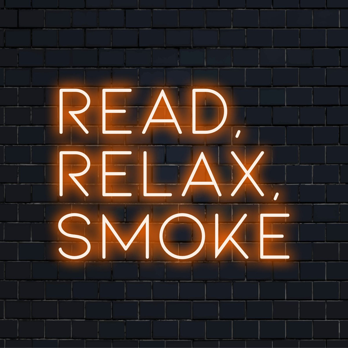 Placa de LED neon personalizada com a frase Leia, Relaxe, Fume, ideal para criar um ambiente aconchegante e uma decoração de parede exclusiva para sua casa.