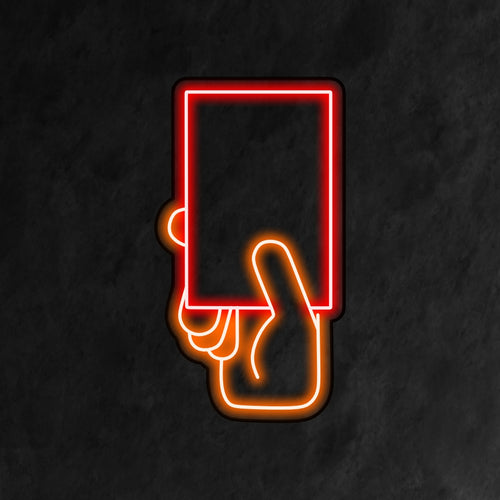 "Referee Holding A Red Card Neon Sign" depicts a powerful moment, adding a bold and competitive touch to your sports-themed interior."
