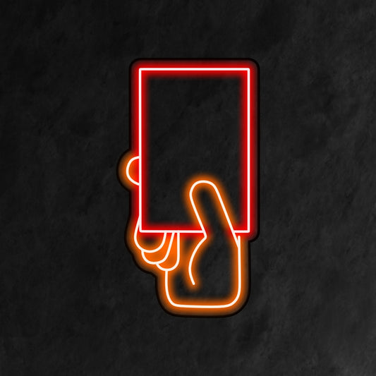 "Referee Holding A Red Card Neon Sign" depicts a powerful moment, adding a bold and competitive touch to your sports-themed interior."