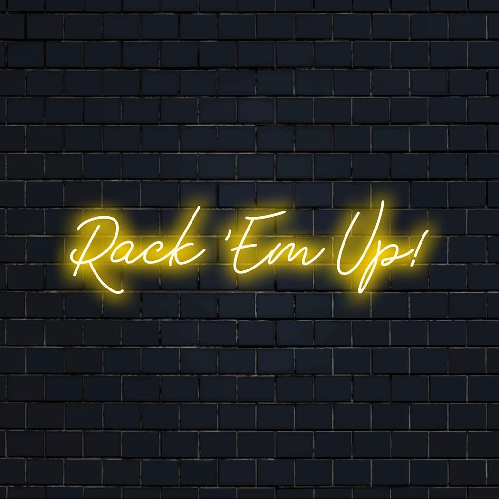 Placa de neon LED personalizada com design Rock 'Em Up!; arte de parede neon versátil, perfeita para decoração personalizada.