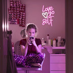 Love yo self – Coração – letreiro de néon LED (5 V USB)