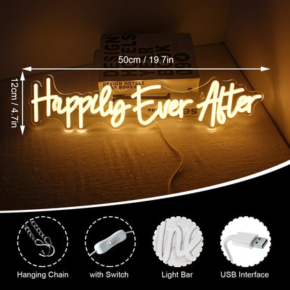 Happily Ever After 5V USB LED Neon Sign - Budget Friendly