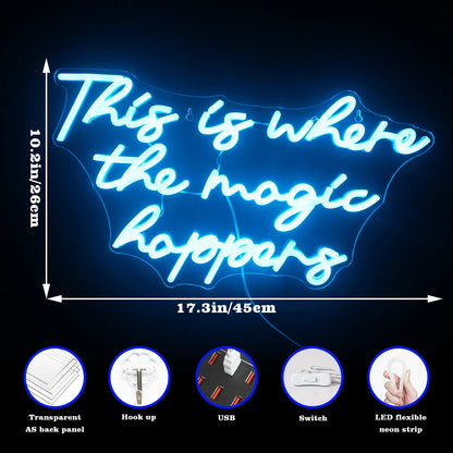 Este é o Lugar Onde a Magia Acontece Letreiro de LED USB 5V - Econômico