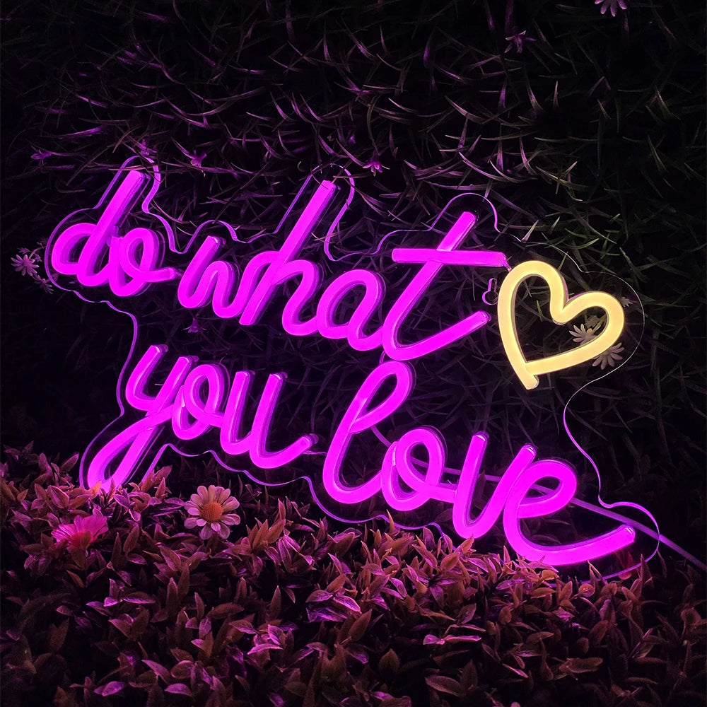 do what you love – Coração – letreiro de néon LED (5 V USB)