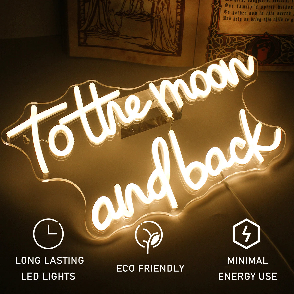 To The Moon And Back 5V USB LED Neon Sign - Budget Friendly