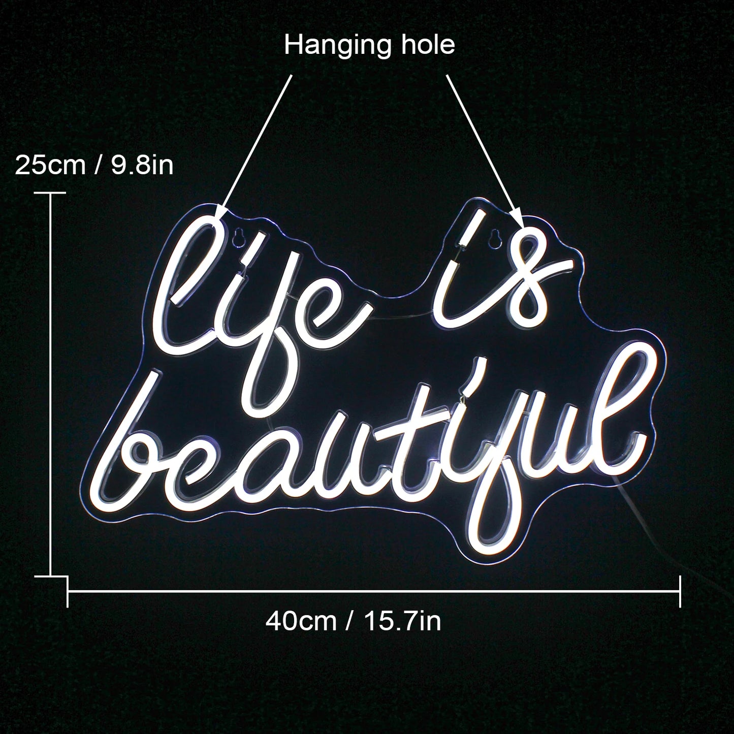 Letreiro de LED "A Vida é Bela" 5V USB - Econômico