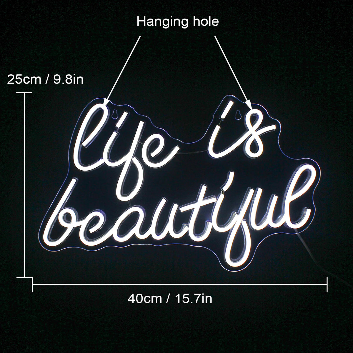Life is Beautiful – letreiro de néon LED (5 V USB)