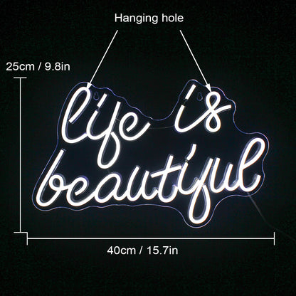 Letreiro de LED "A Vida é Bela" 5V USB - Econômico