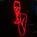 Mulher e copo de vinho – reclame luminoso em néon LED (5 V USB)