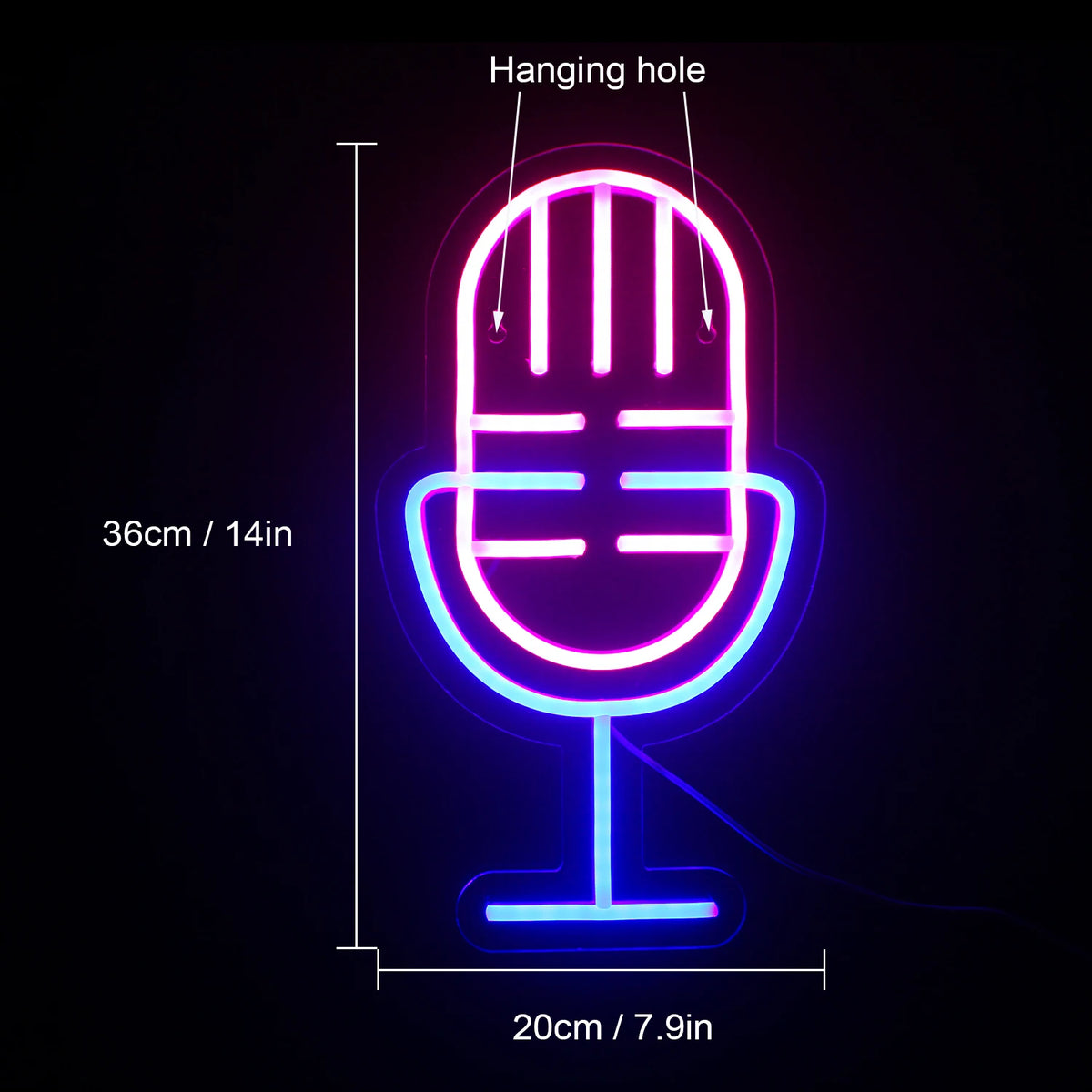 Microfone – letreiro de néon LED (5 V USB)
