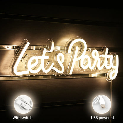 Letreiro de LED "Let's Party" 5V USB - Econômico