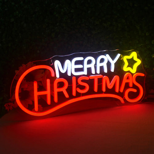 Merry Christmas – Estrela – letreiro de néon LED (5 V USB)