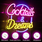 Letreiro de LED Cocktails Dreams 5V USB - Econômico