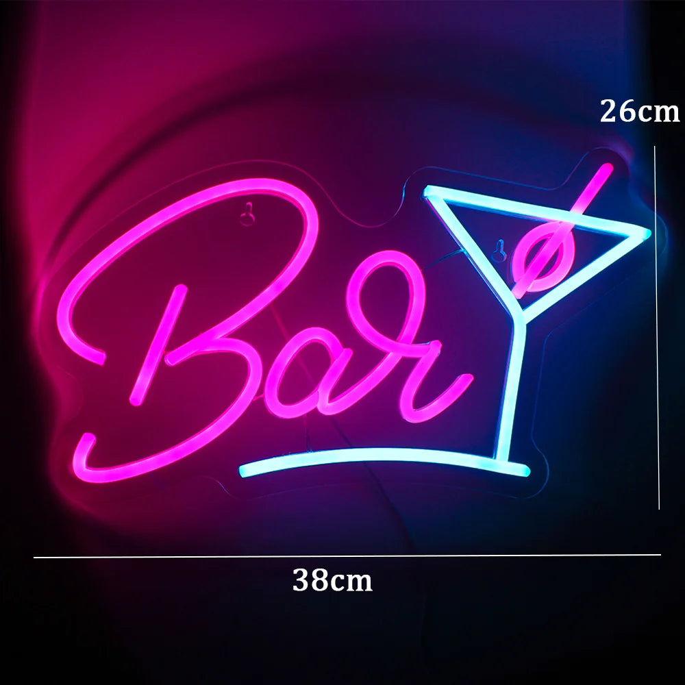 Bar – Copo de cocktail – reclame luminoso em néon LED (5 V USB)