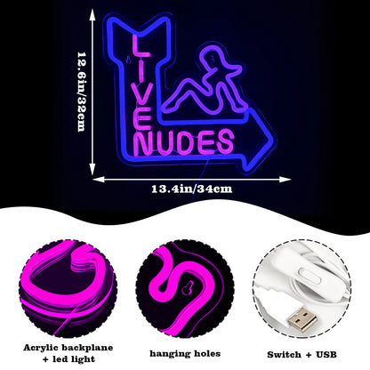 Live Nudes Girl 5V USB LED Neon Sign - Budget Friendly