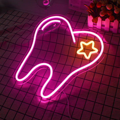 Pink Tooth 5V USB LED Neon Sign - Budget Friendly