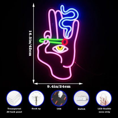 Mão Fumando Olho Letreiro de LED USB 5V - Econômico
