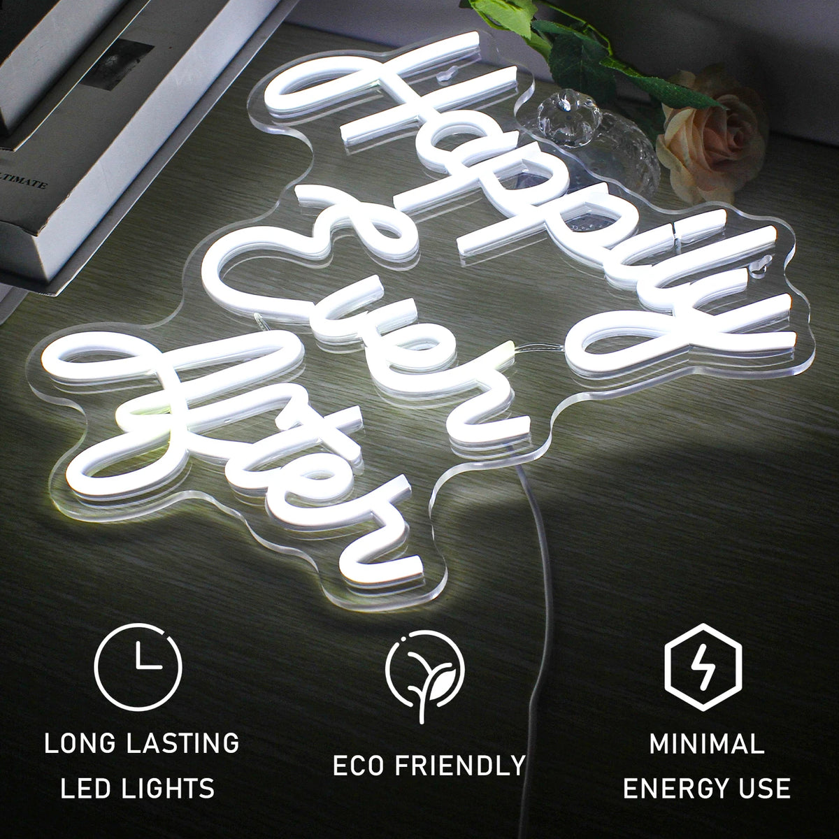 Happily Ever After – letreiro de néon LED (5 V USB)