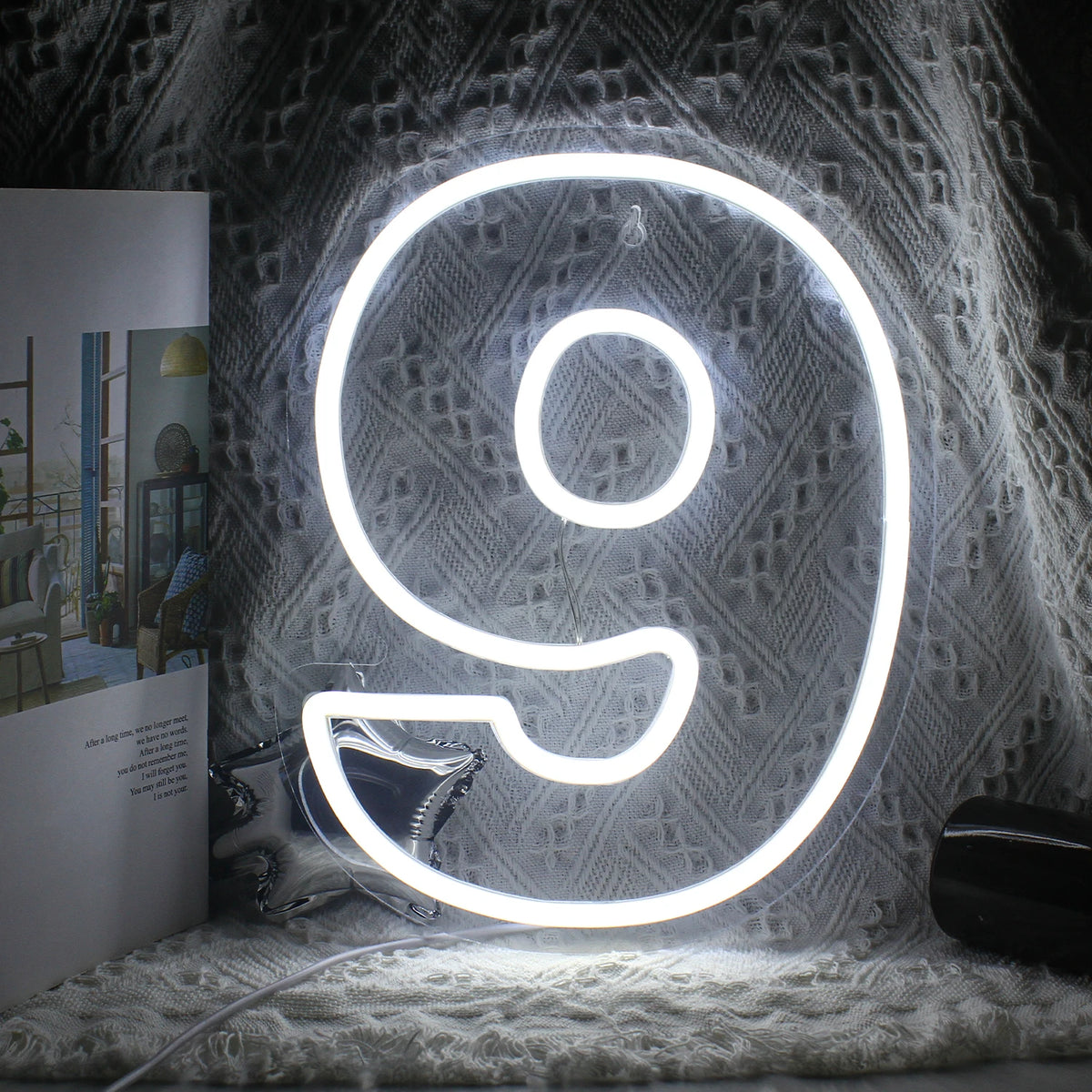 Números de aniversário com animais de desenhos animados 0–9 – letreiro de néon LED (5 V USB)