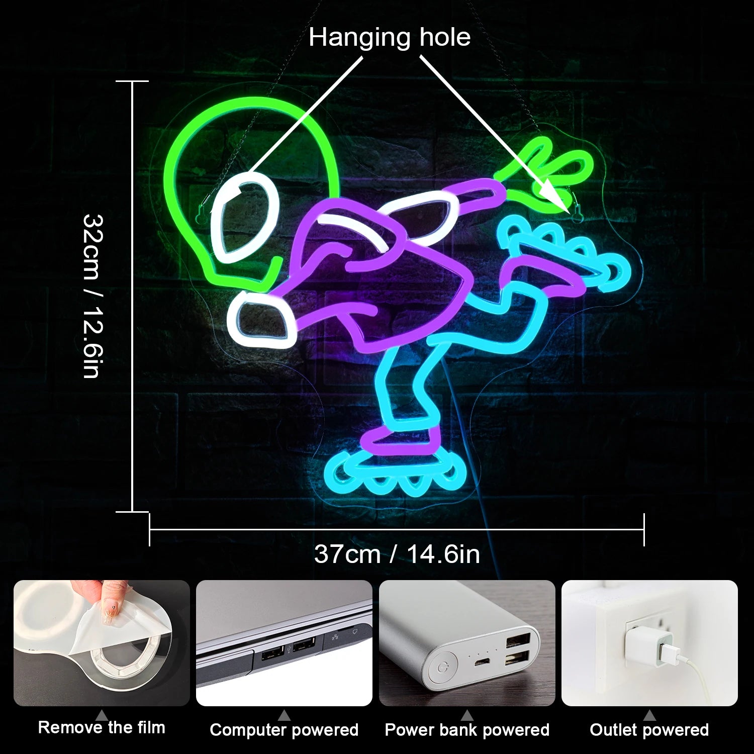 Letreiro de LED Alien 5V USB - Econômico
