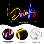 Drinks – Letras coloridas – reclame luminoso em néon LED (5 V USB)