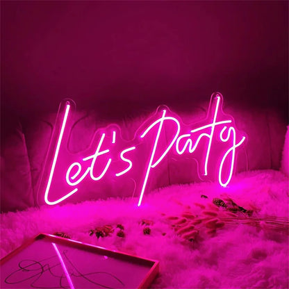 Letreiro de LED "Let's Party" 5V USB - Econômico
