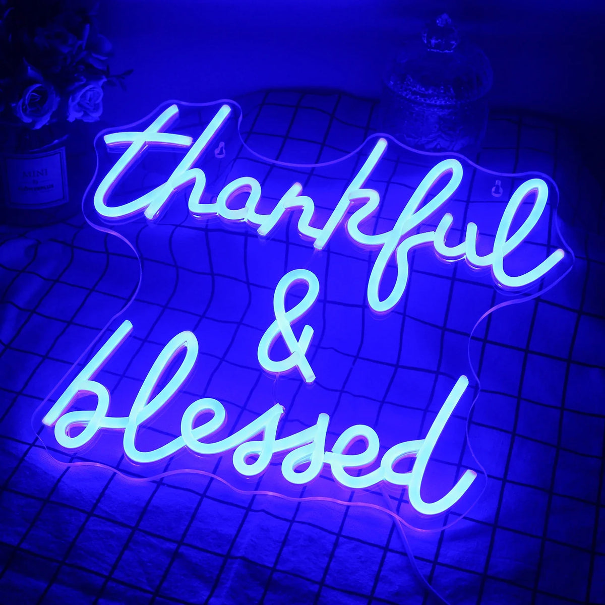 Thankful & Blessed – letreiro de néon LED (5 V USB)