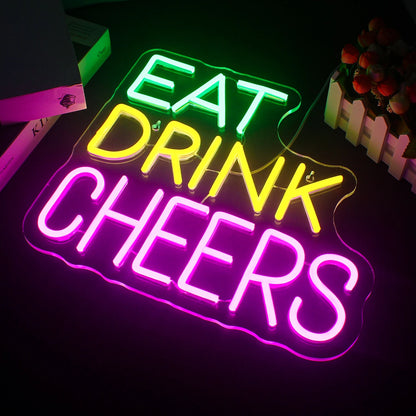 Eat Drink Cheers 5V USB LED Neon Sign - Budget Friendly