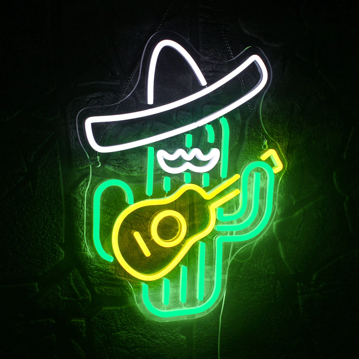 Cato cowboy a tocar guitarra – letreiro de néon LED (5 V USB)