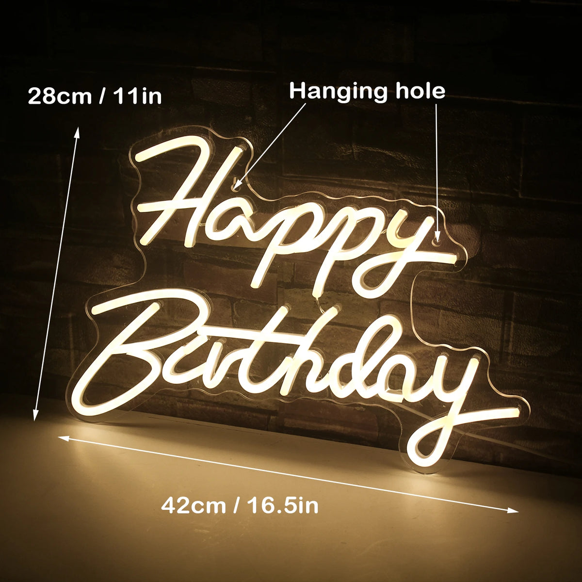 Happy Birthday – letreiro de néon LED (5 V USB)