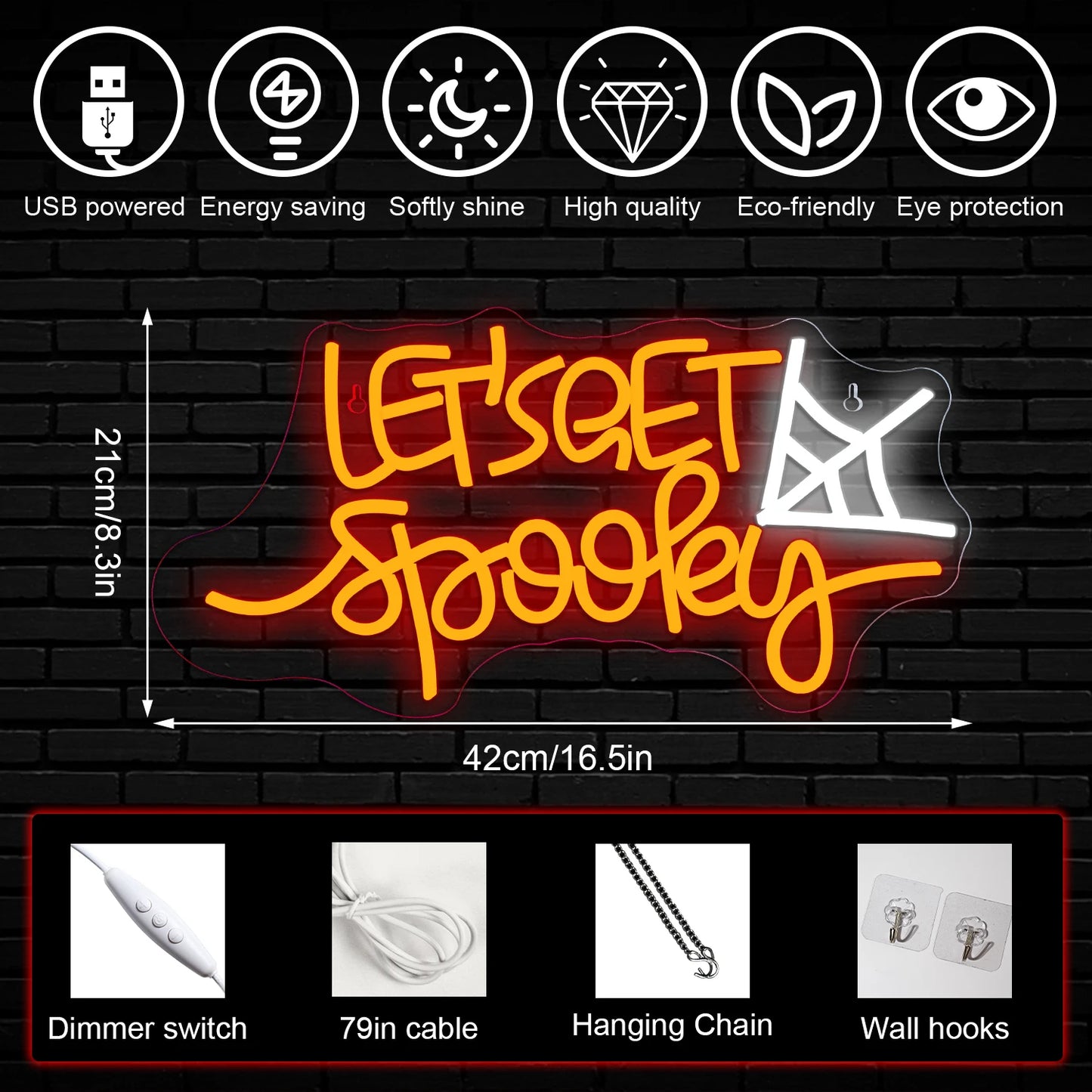 Vamos Entrar no Clima Assustador Letreiro de LED USB 5V - Econômico