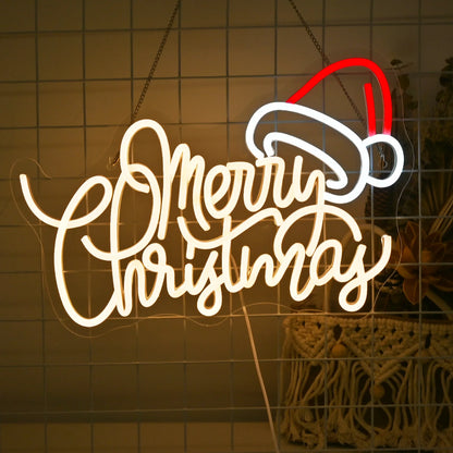 Warm Merry Christmas 5V USB LED Neon Sign - Budget Friendly
