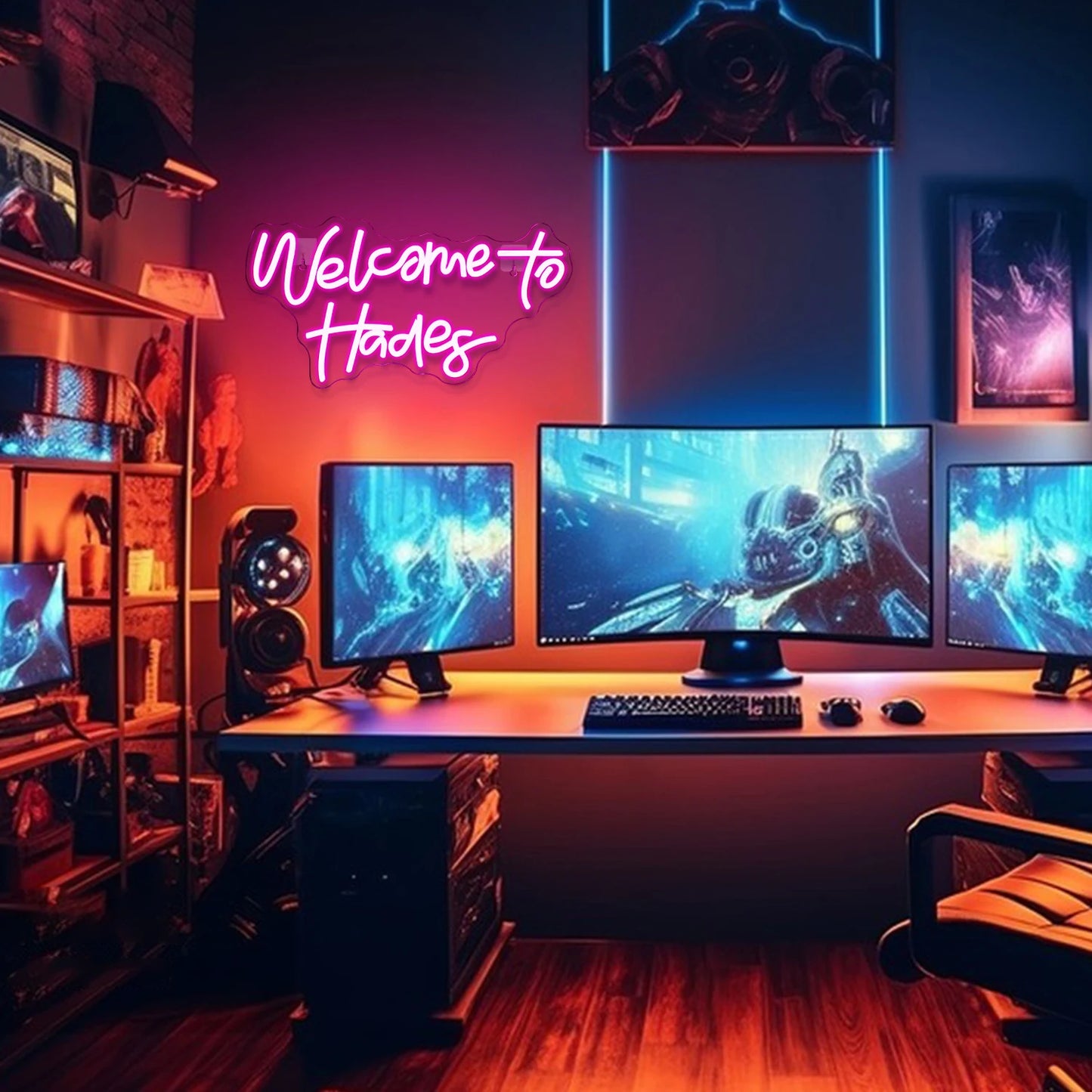 Letreiro de LED "Bem-vindo ao Hades" 5V USB - Econômico