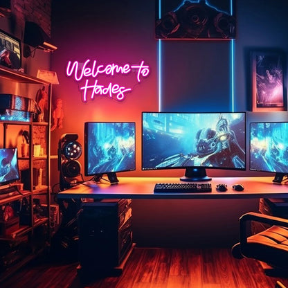 Letreiro de LED "Bem-vindo ao Hades" 5V USB - Econômico