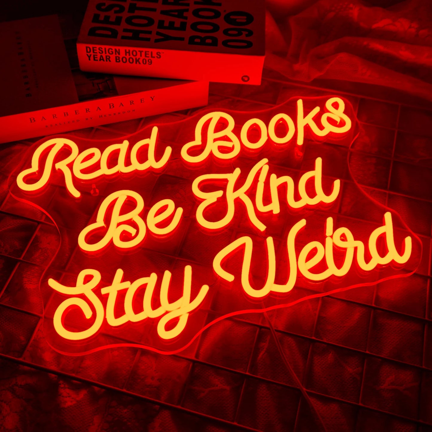 Read Books Be Kind Stay Weird 5V USB LED Neon Sign - Budget Friendly