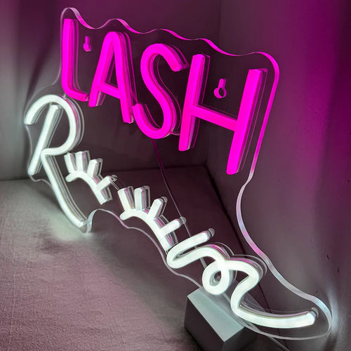 LASH ROOM – Pestanas no lugar das letras O – reclame luminoso em néon LED (5 V USB)