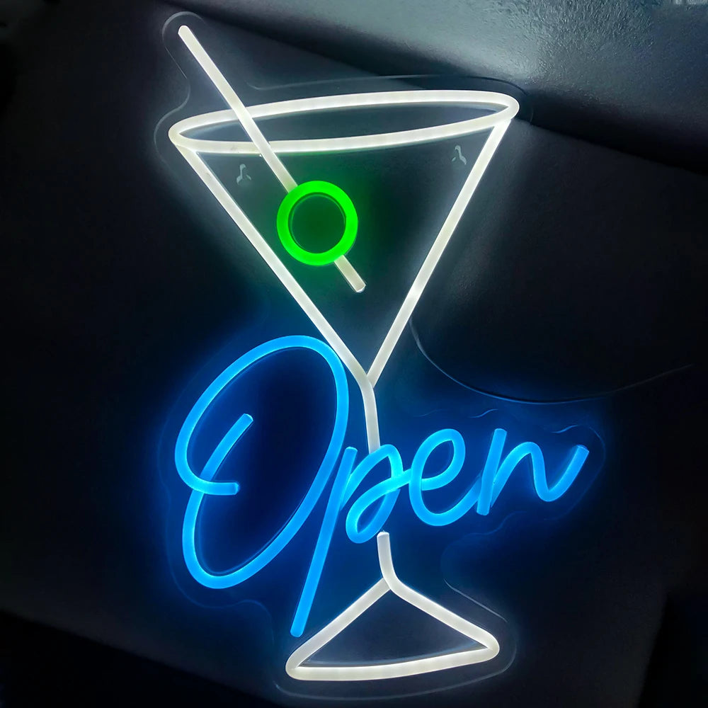 Open Cocktail Glass 5V USB LED Neon Sign - Budget Friendly