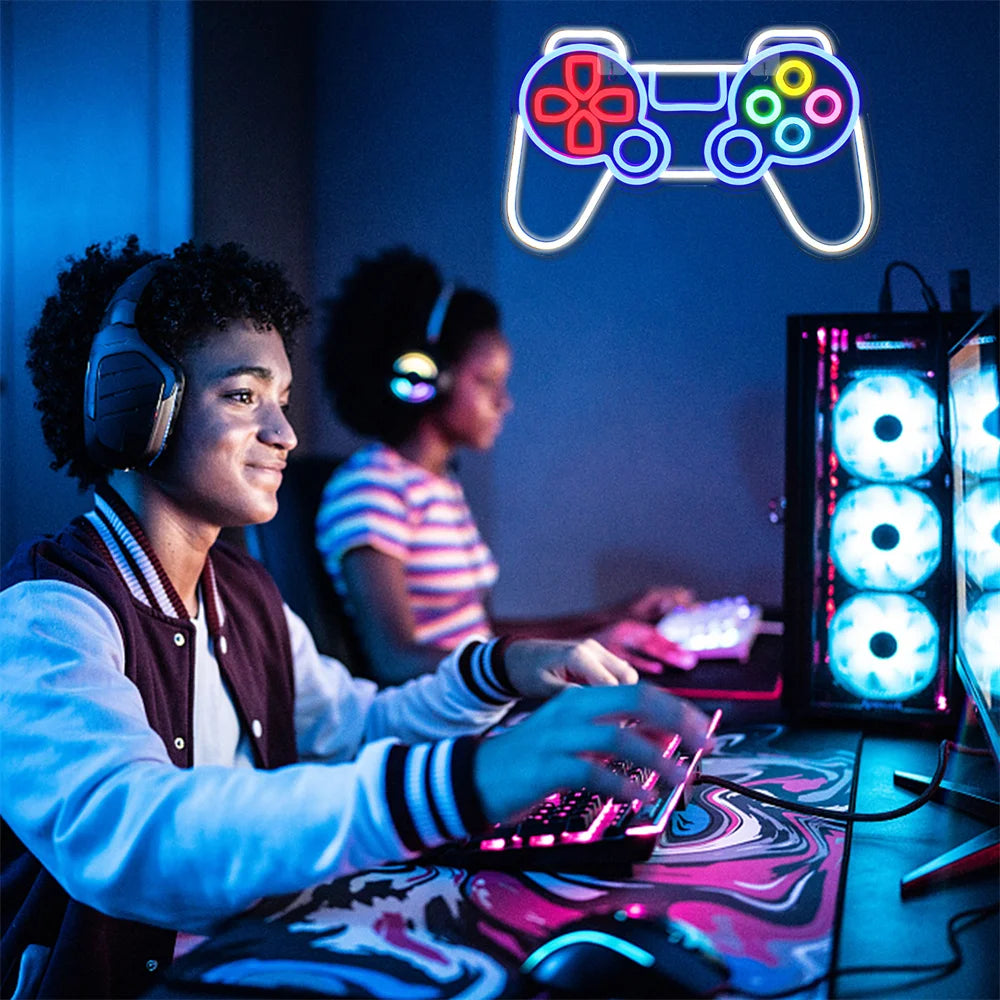 Jogador de videojogos – letreiro de néon LED (5 V USB)