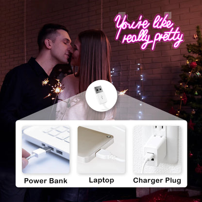 Letreiro de LED "Você é Realmente Bonita" 5V USB - Econômico