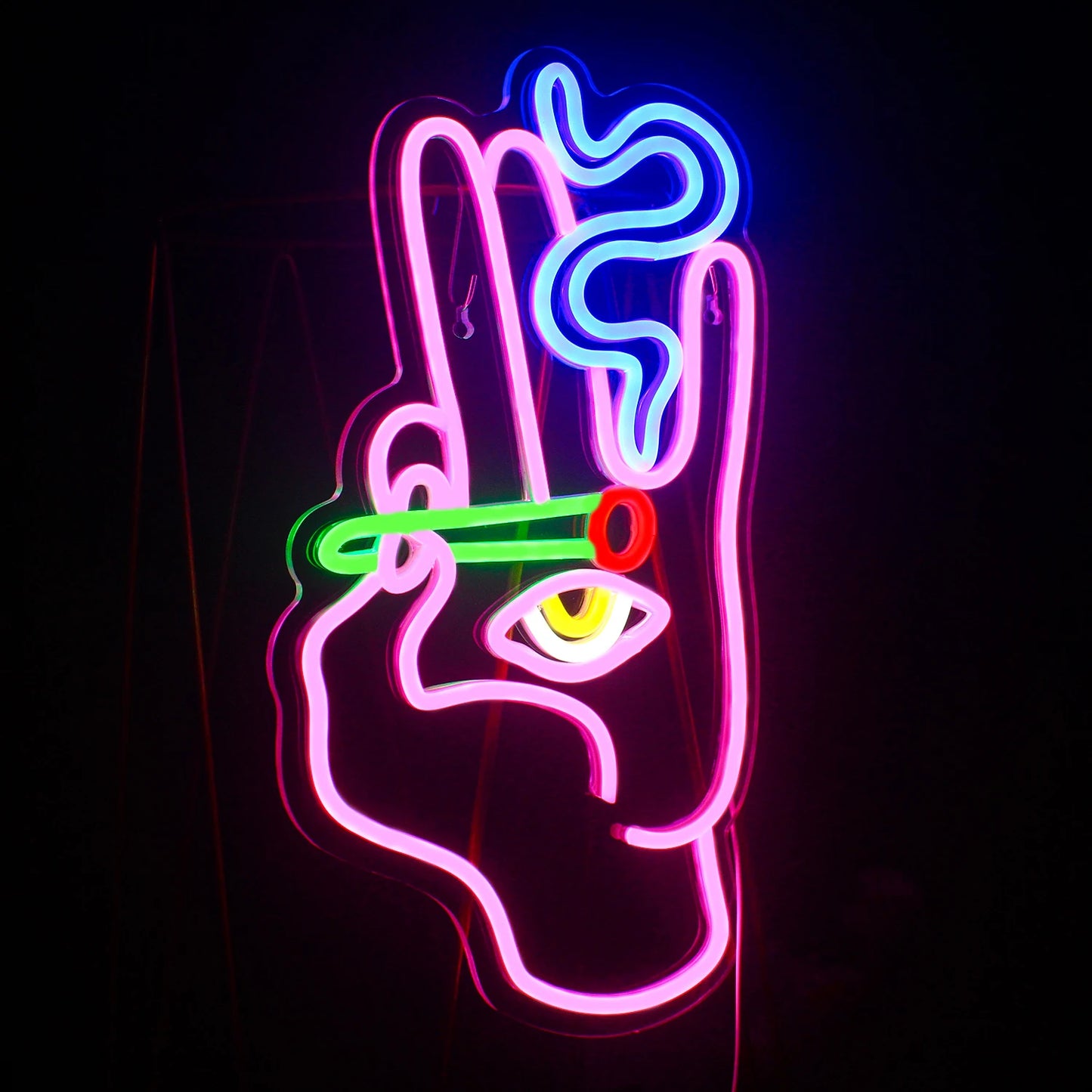 Mão Fumando Olho Letreiro de LED USB 5V - Econômico