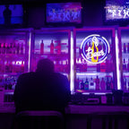 Beer – Garrafa de cerveja numa moldura circular – reclame luminoso em néon LED (5 V USB)