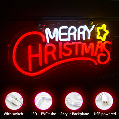 Letreiro de LED Feliz Natal 5V USB - Econômico