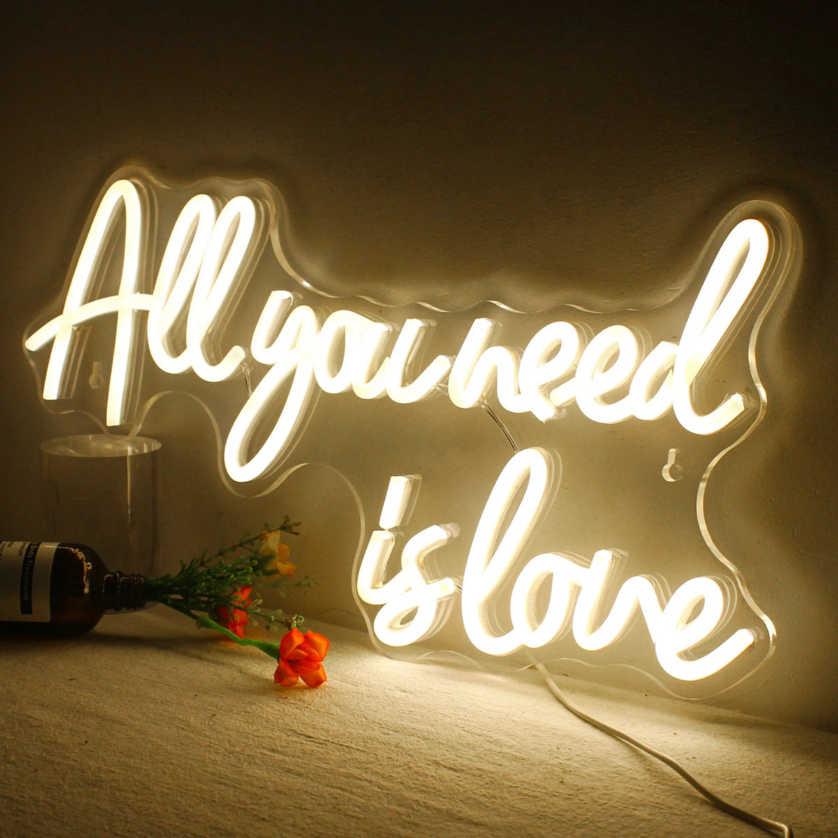 Frases de casamento predefinidas – letreiro de néon LED (5 V USB)