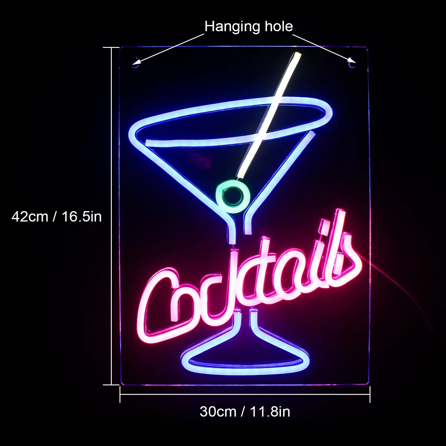 Letreiro de LED Cocktails USB 5V - Econômico