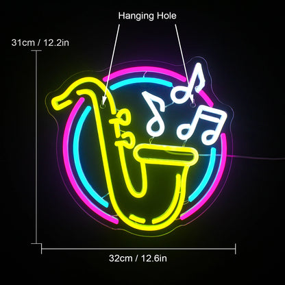 Saxophone 5V USB LED Neon Sign - Budget Friendly