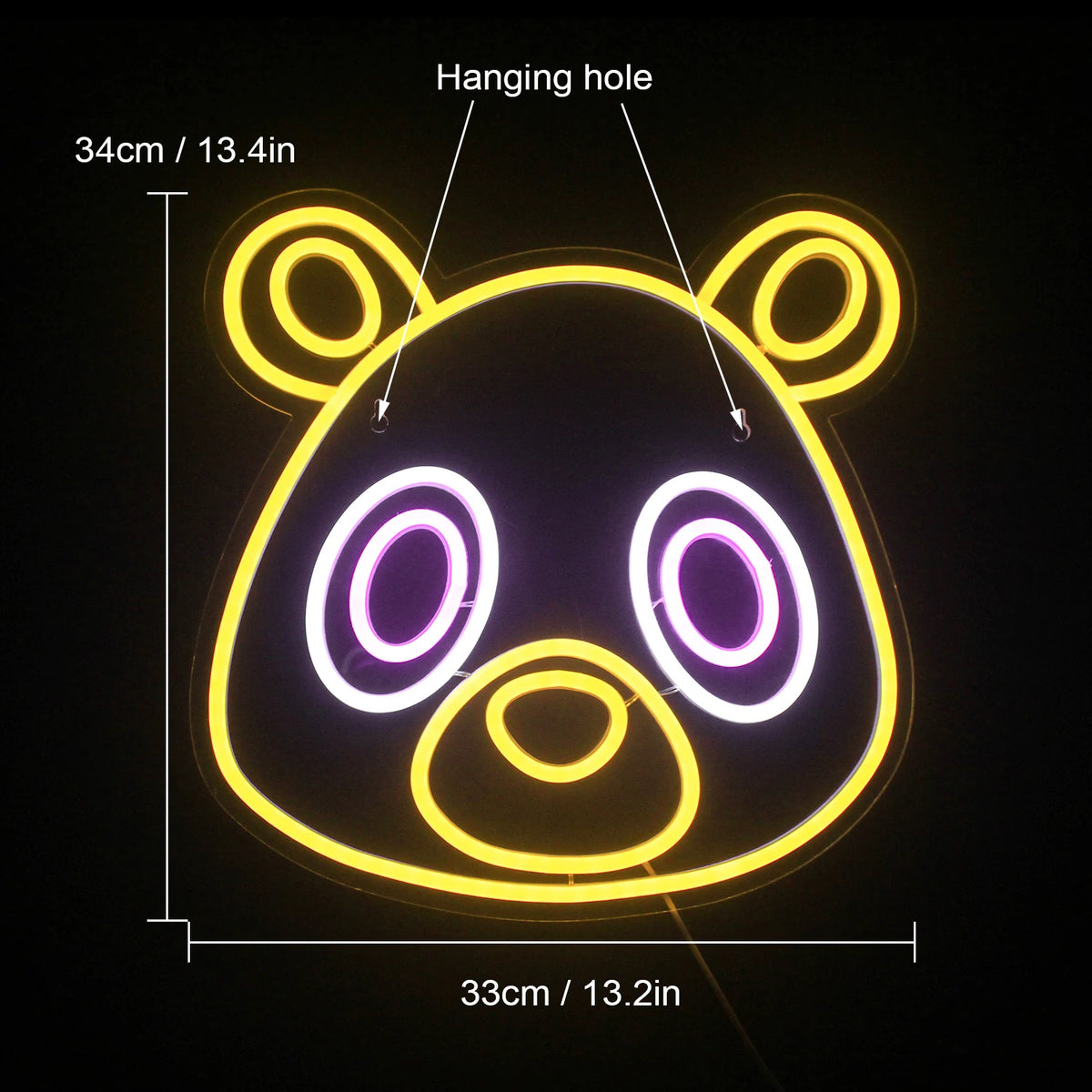 Urso em estilo anime – letreiro de néon LED (5 V USB)