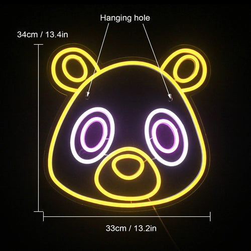 Urso em estilo anime – letreiro de néon LED (5 V USB)